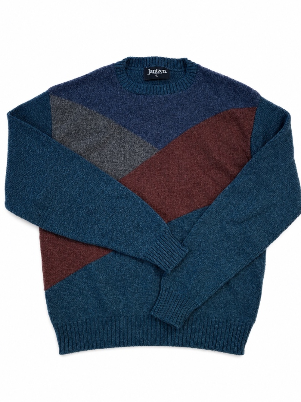 80's Vintage - Size Extra Large Jantzen Colour Block Wool Sweater